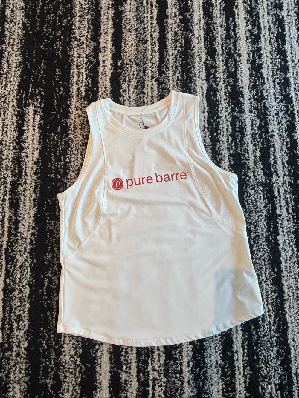 Pure Barre White Tank Top with Red Logo